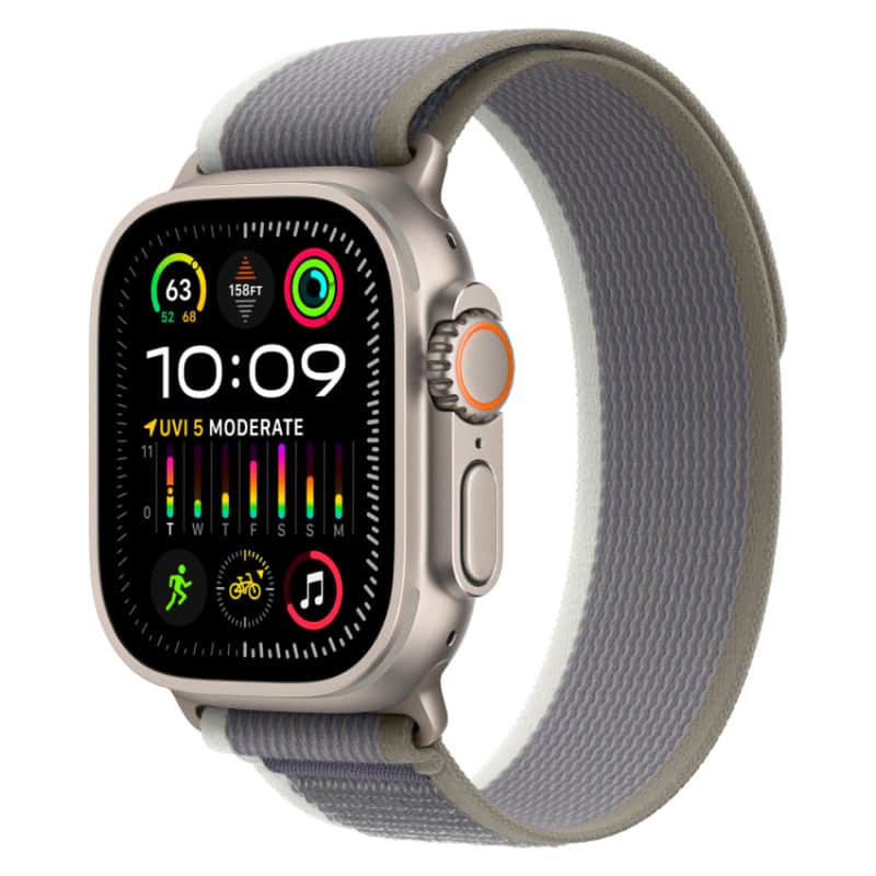 Watch Ultra 2023 GPS + Cellular, 49 мм корпус из титана, ремешок Trail зеленого/серого цвета