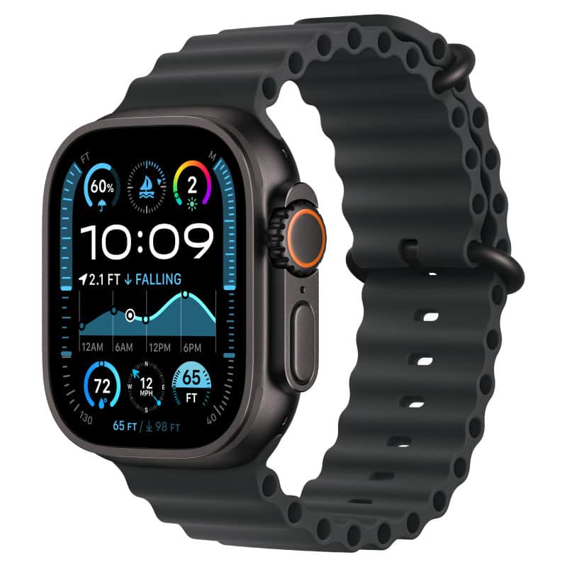 Watch Ultra 2024 GPS + Cellular, 49 мм корпус из титана цвета Черный титан, ремешок Ocean черного цвета