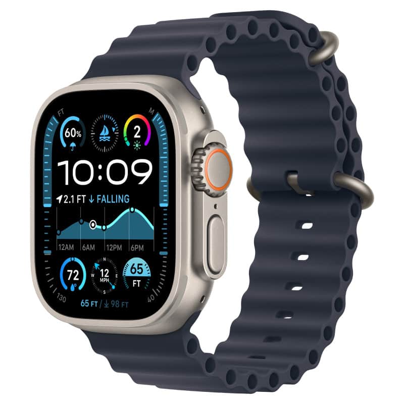 Watch Ultra 2024 GPS + Cellular, 49 мм корпус из титана, ремешок Ocean темно-синего цвета